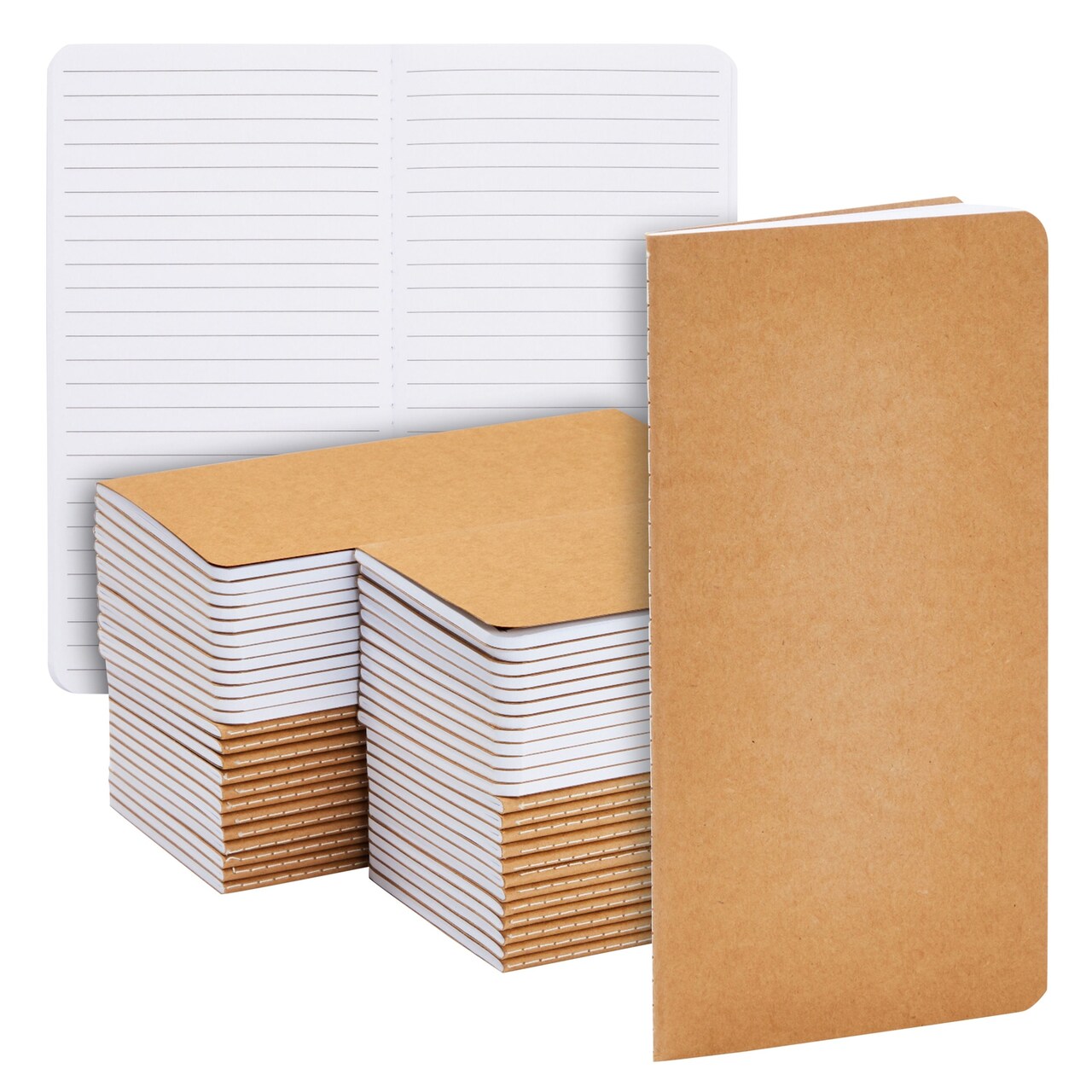 48 Pack Kraft Paper Notebooks Bulk, H5 Lined Journals for Writing